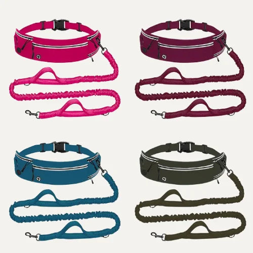 Shock-Absorbing Reflective Hands-Free Running Dog Leash