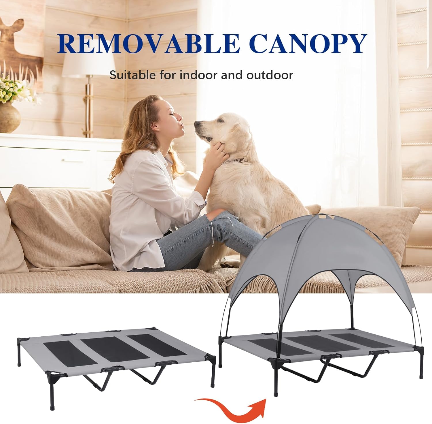 ShadePaws Elevated Dog Bed with Removable Canopy