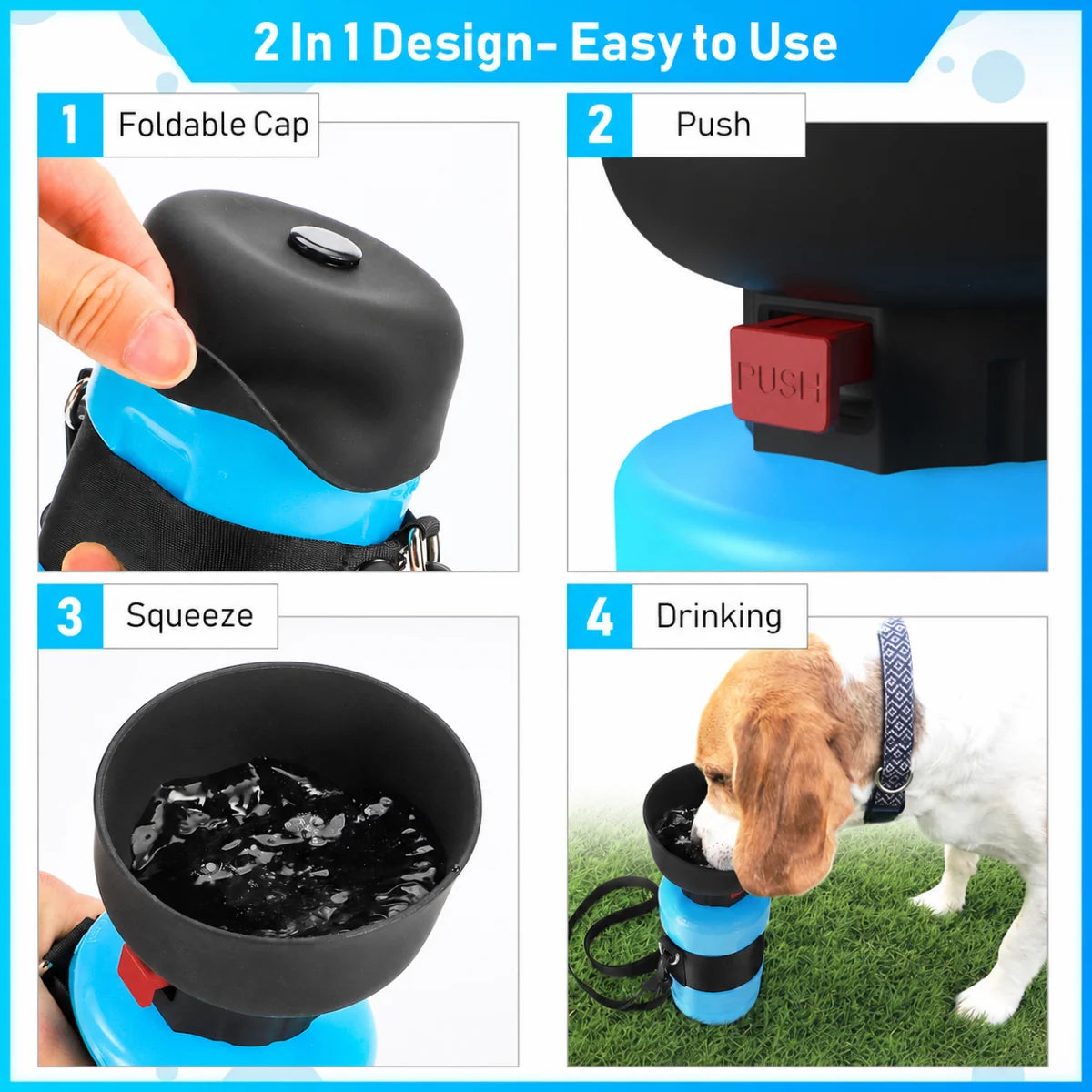 Large-Capacity Hanging Collapsible Dog Water Bottle