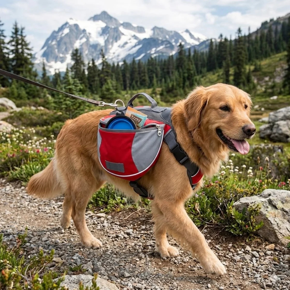 Quick-Release Padded Dog Saddlebag Backpack