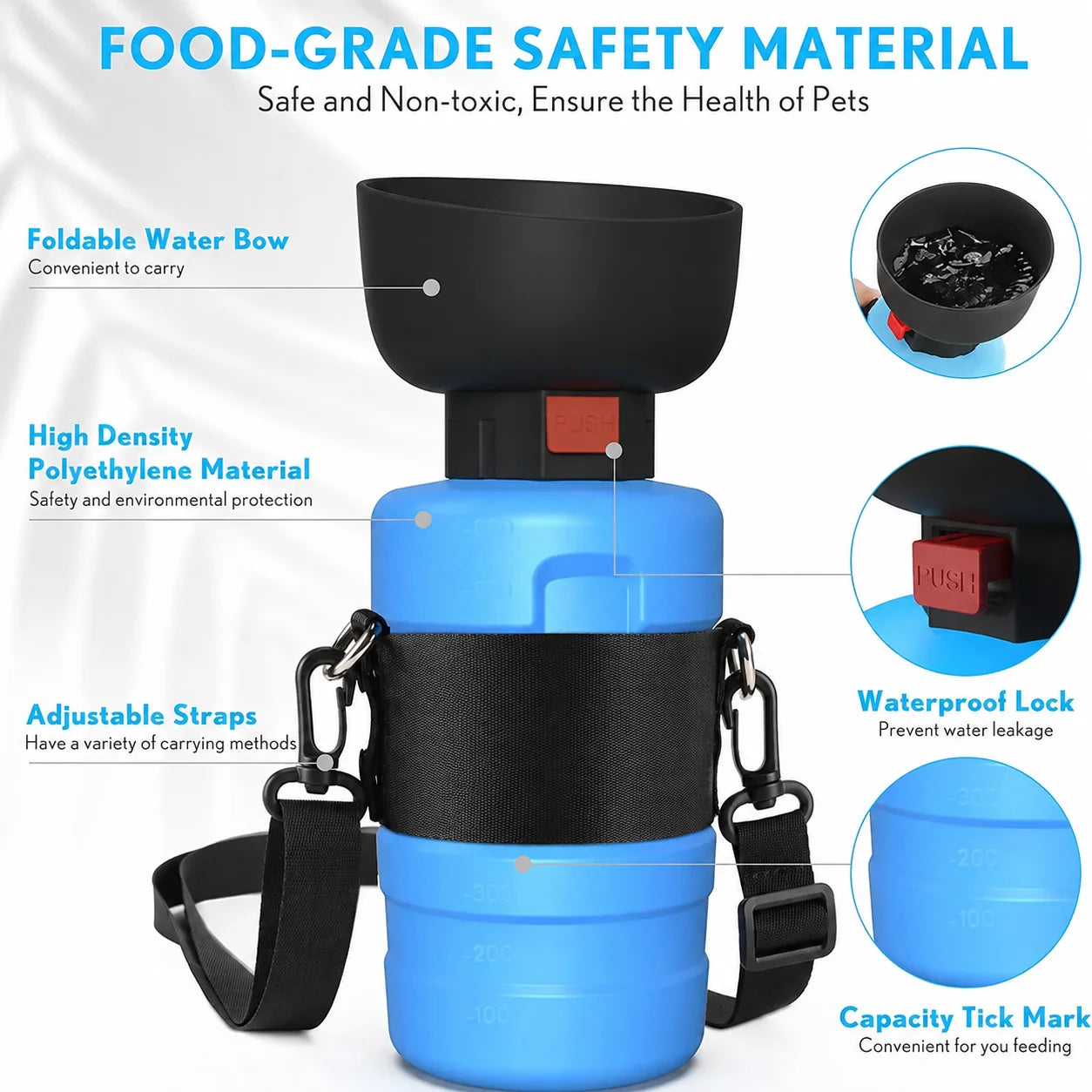 28oz Crossbody Dog Water Bottle with Collapsible Bowl