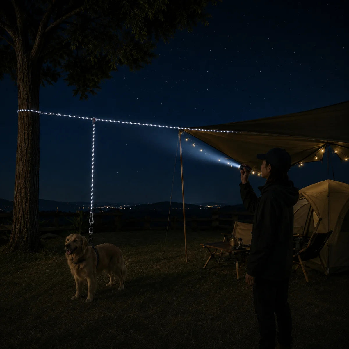 Overhead Outdoor Reflective Dog Tie Out Cable