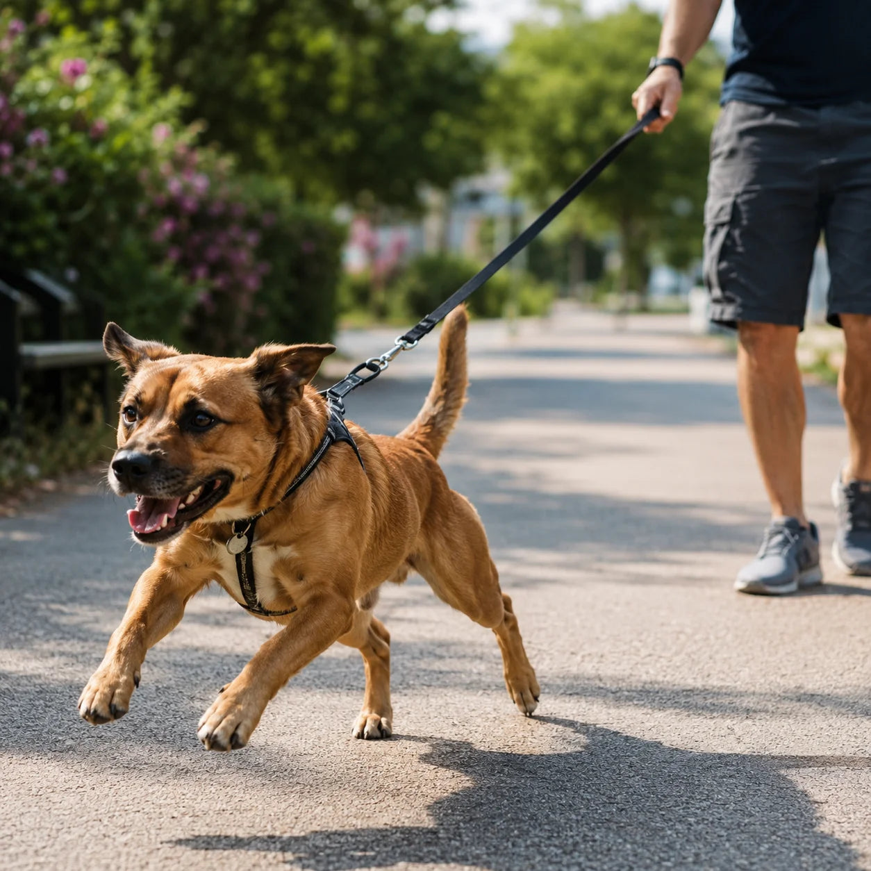 A dog bolted from its owner's leash