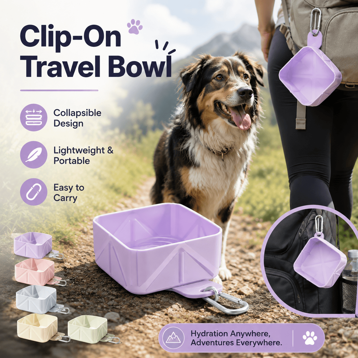 Hanging Silicone Collapsible Dog Bowl