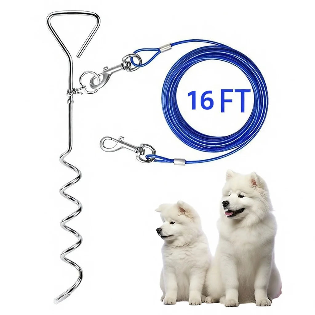 360° Tangle-Free Spiral Dog Tie-Out Stake