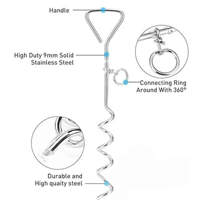 360° Tangle-Free Spiral Dog Tie-Out Stake