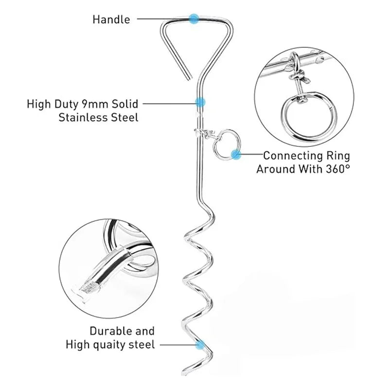 360° Tangle-Free Spiral Dog Tie-Out Stake