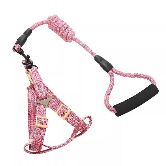 No-Choke Cotton Linen Dog Harness & Leash Set