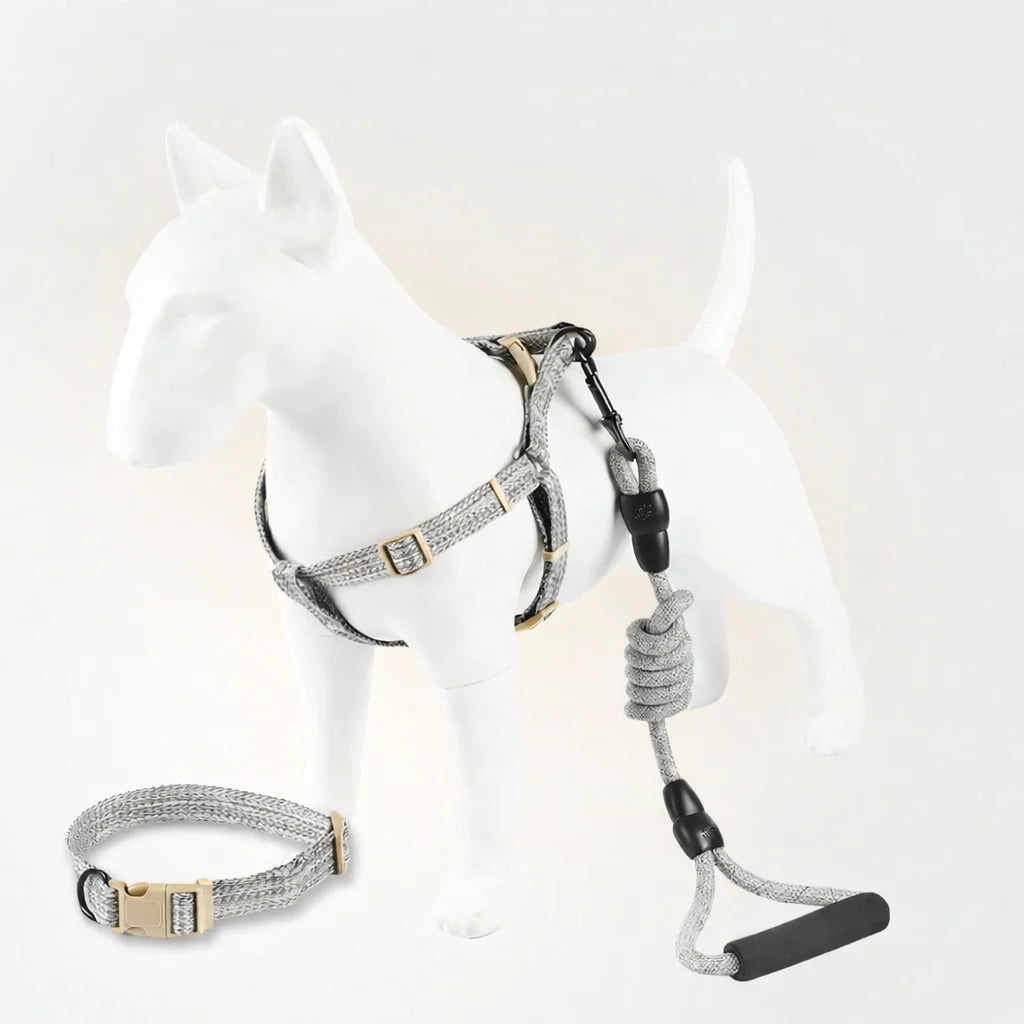 No-Choke Cotton Linen Dog Harness & Leash Set