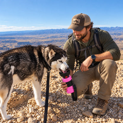 28oz Crossbody Dog Water Bottle with Collapsible Bowl 