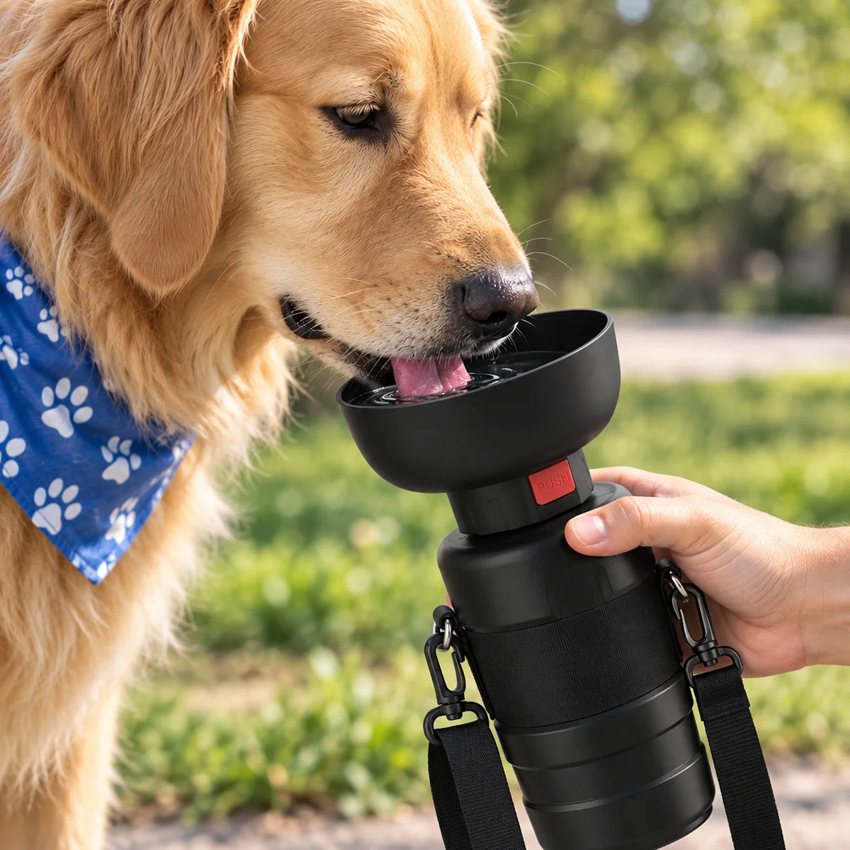 28oz Crossbody Dog Water Bottle with Collapsible Bowl