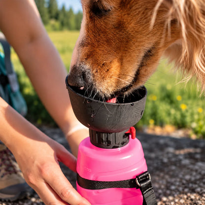28oz Crossbody Dog Water Bottle with Collapsible Bowl 