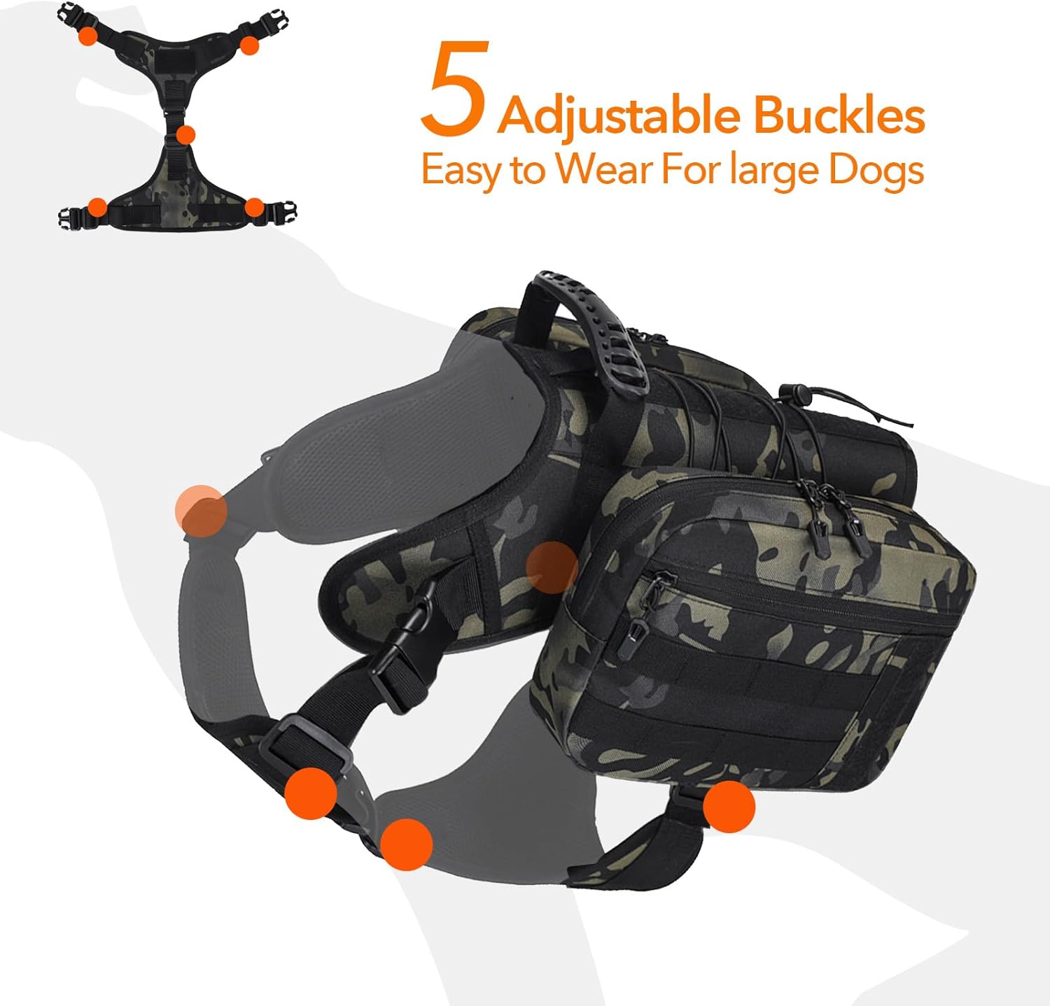 TrailTrek 2-in-1 Tactical Dog Harness Pack