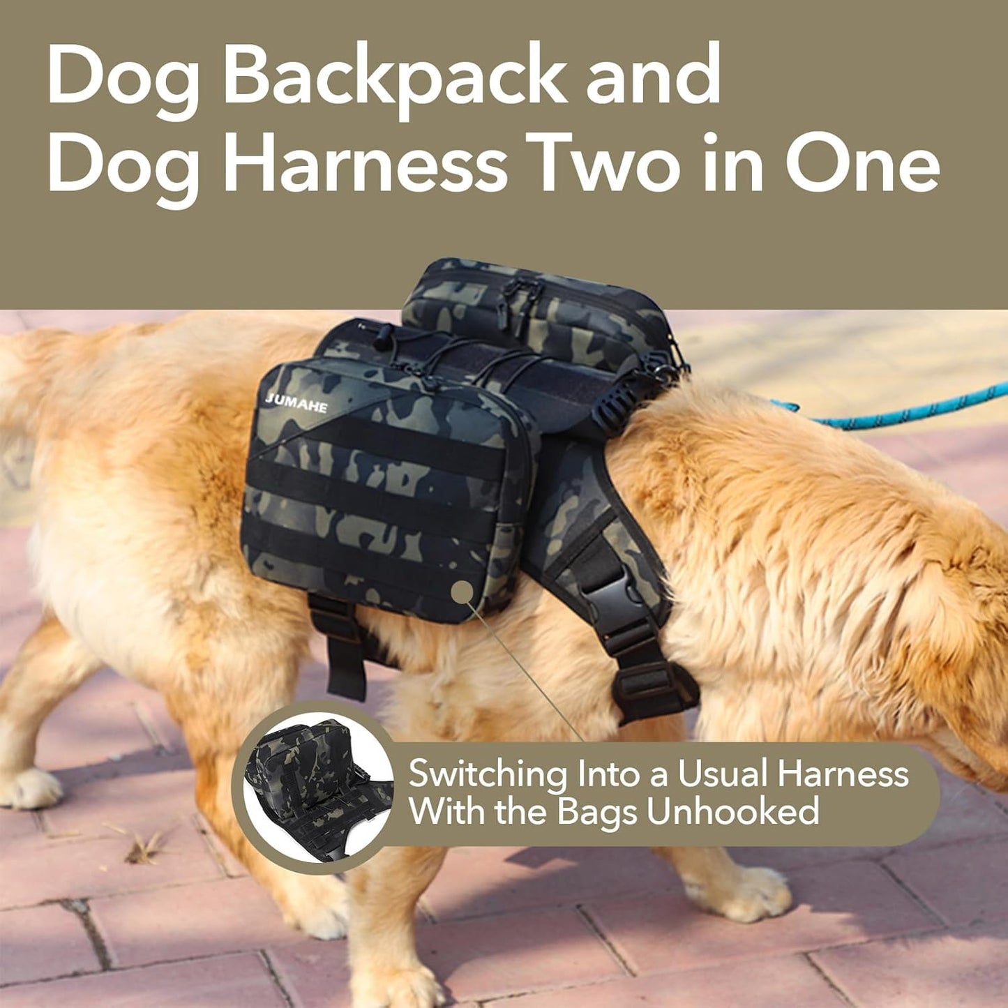 TrailTrek 2-in-1 Tactical Dog Harness Pack