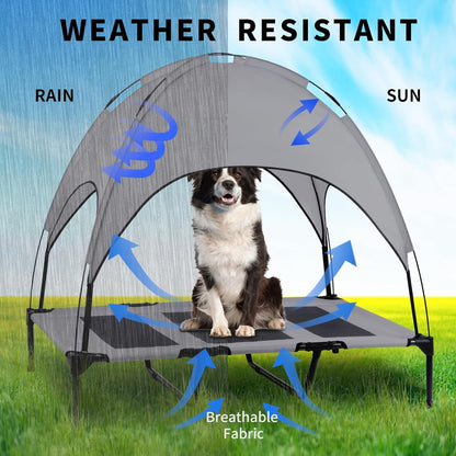 ShadePaws Elevated Dog Bed with Removable Canopy