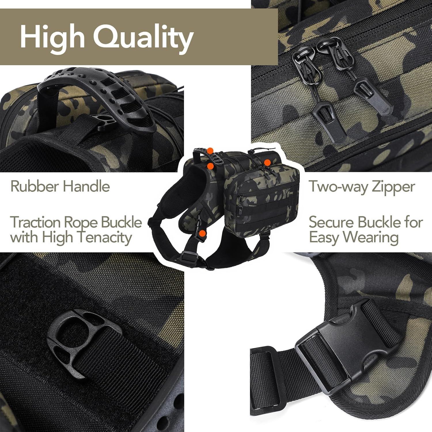 TrailTrek 2-in-1 Tactical Dog Harness Pack