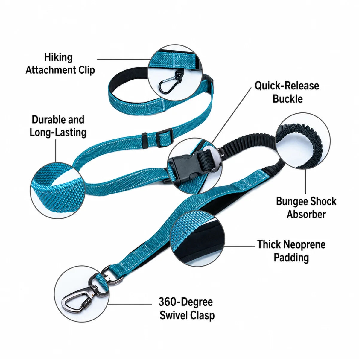 6-in-1  Multi-Function Elastic Dog Leash