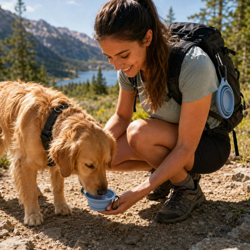 Carabiner Silicone Collapsible Dog Bowl
