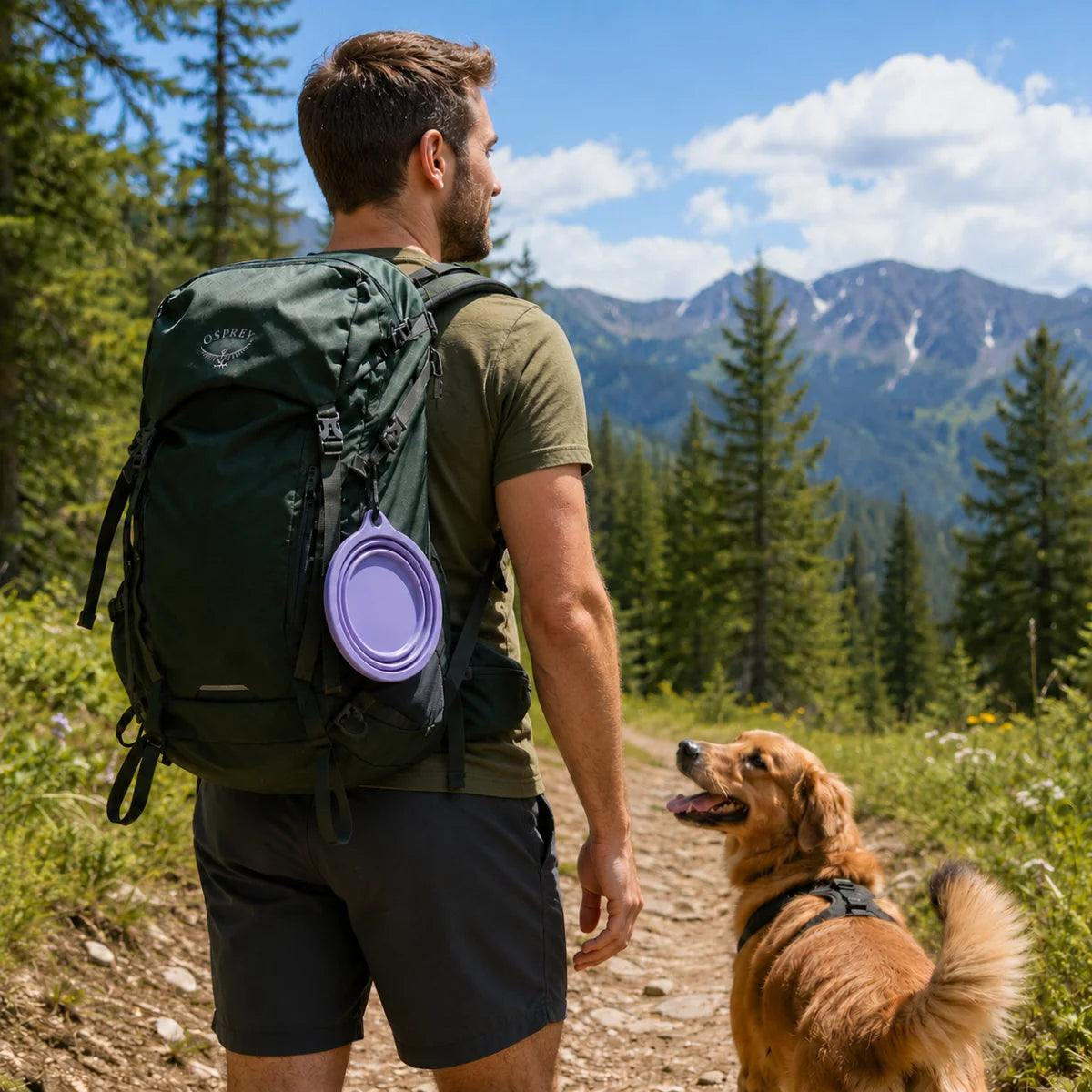 Carabiner Silicone Collapsible Dog Bowl