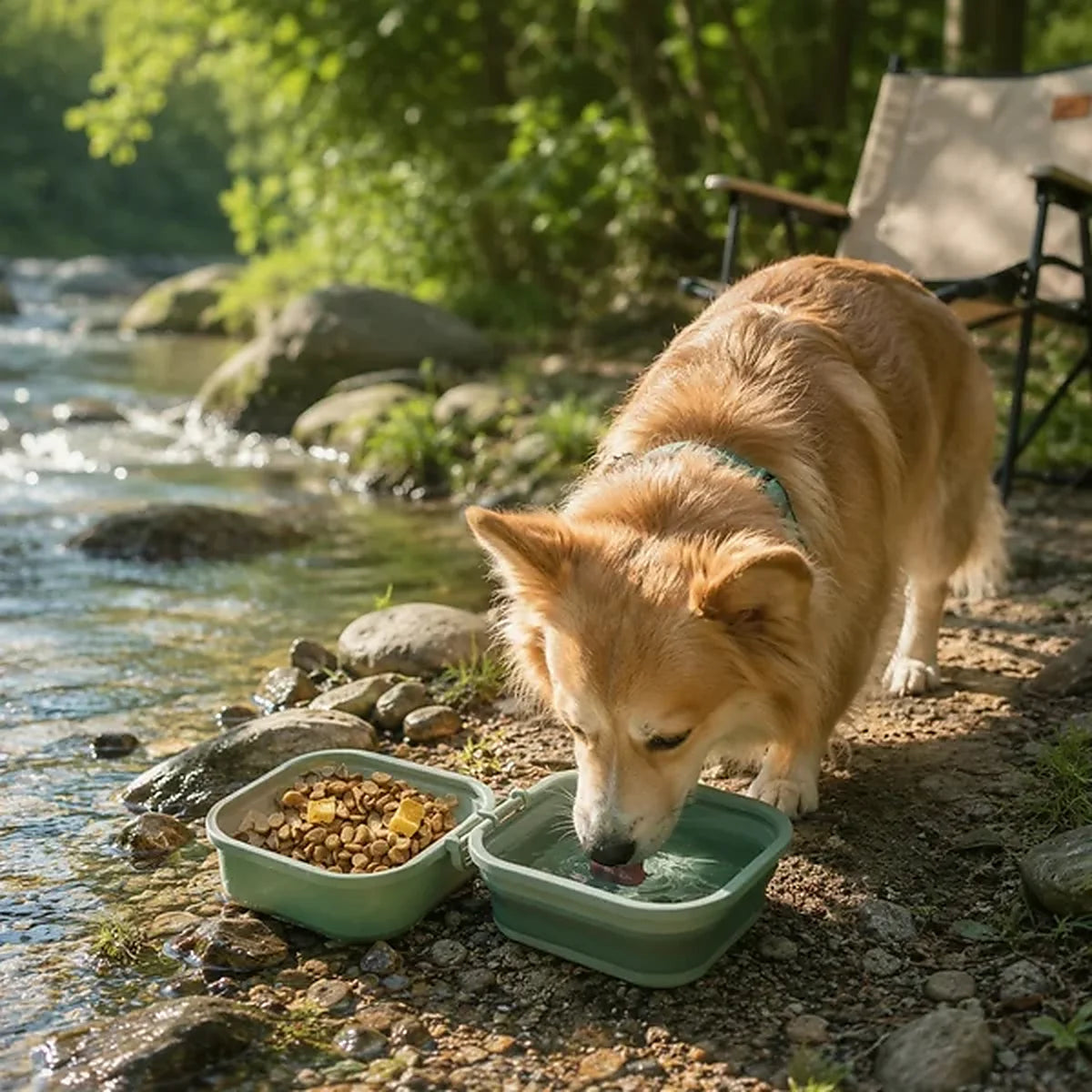 Collapsible Double Dog Bowl