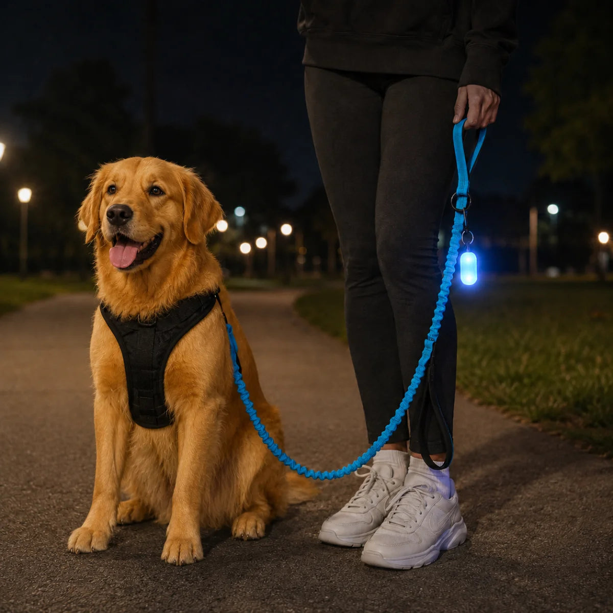 Elastic Tactical Dog Leash with Dual Handles