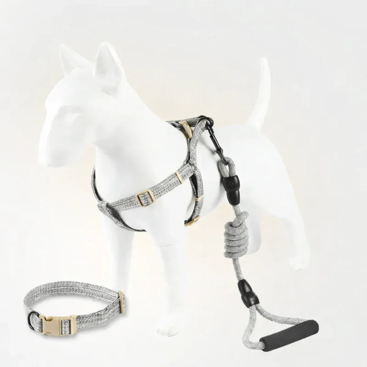 No-Choke Cotton Linen Dog Harness & Leash Set