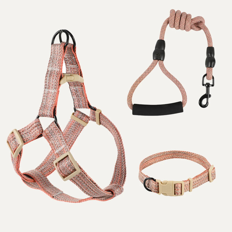 No-Choke Cotton Linen Dog Harness & Leash Set