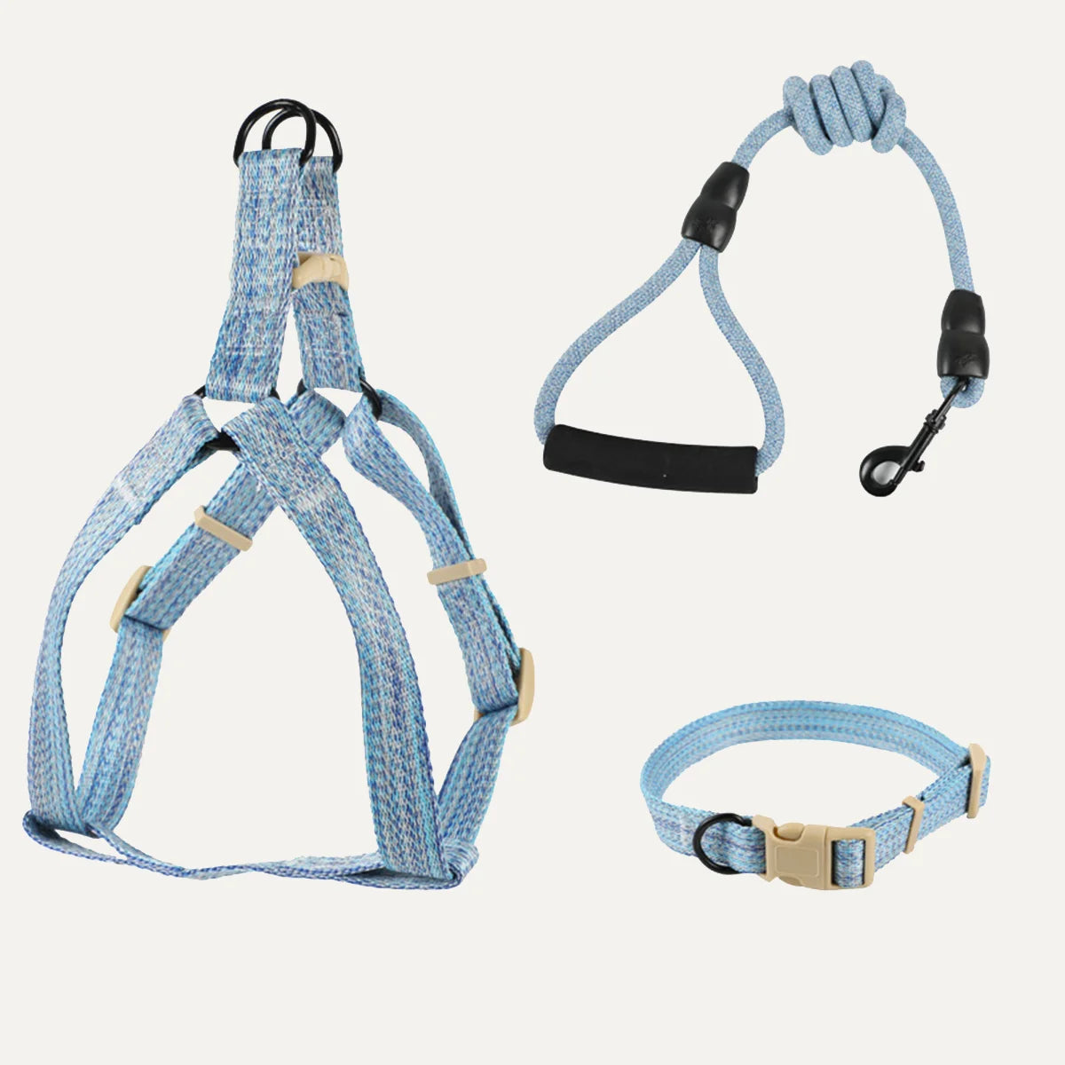 No-Choke Cotton Linen Dog Harness & Leash Set