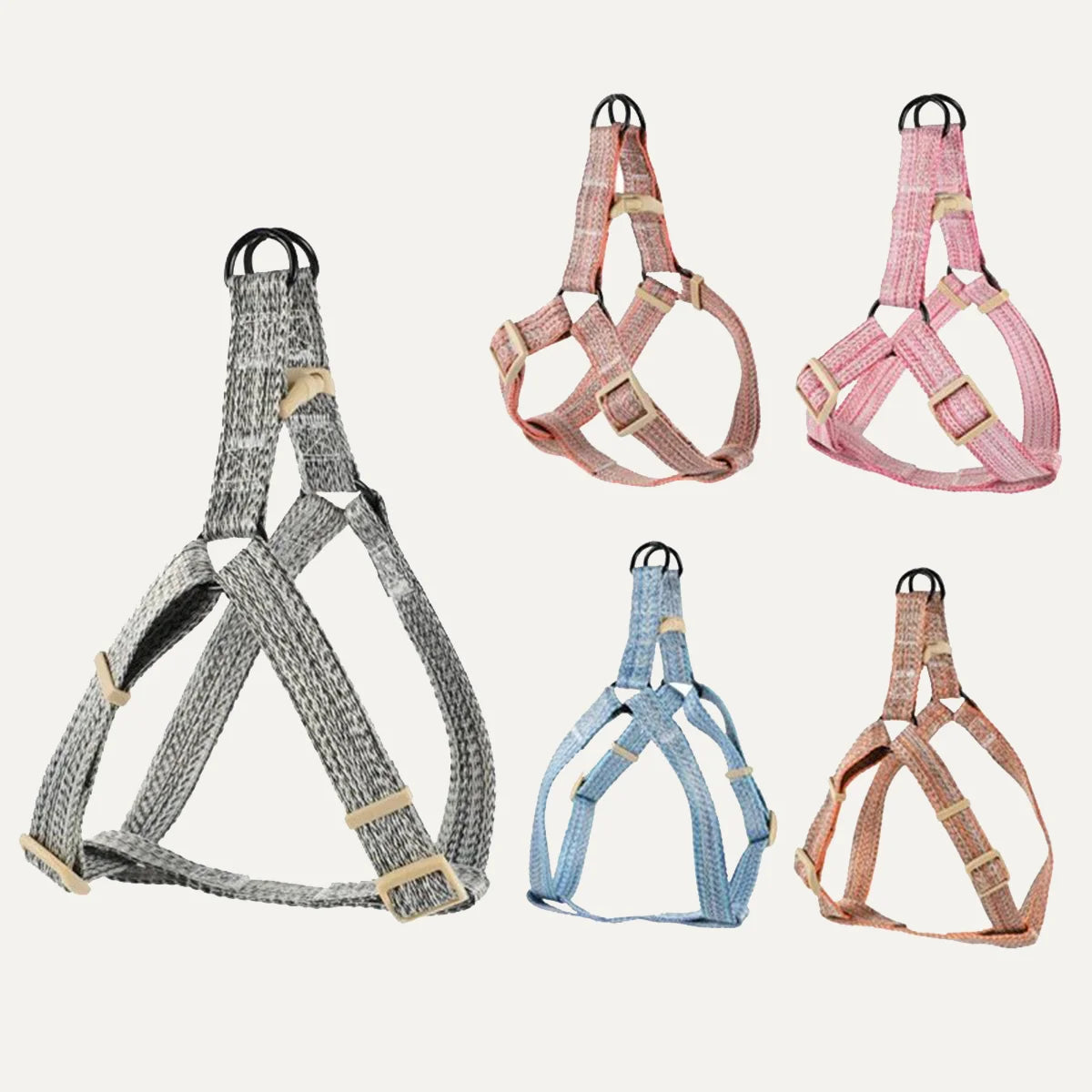 No-Choke Cotton Linen Dog Harness & Leash Set