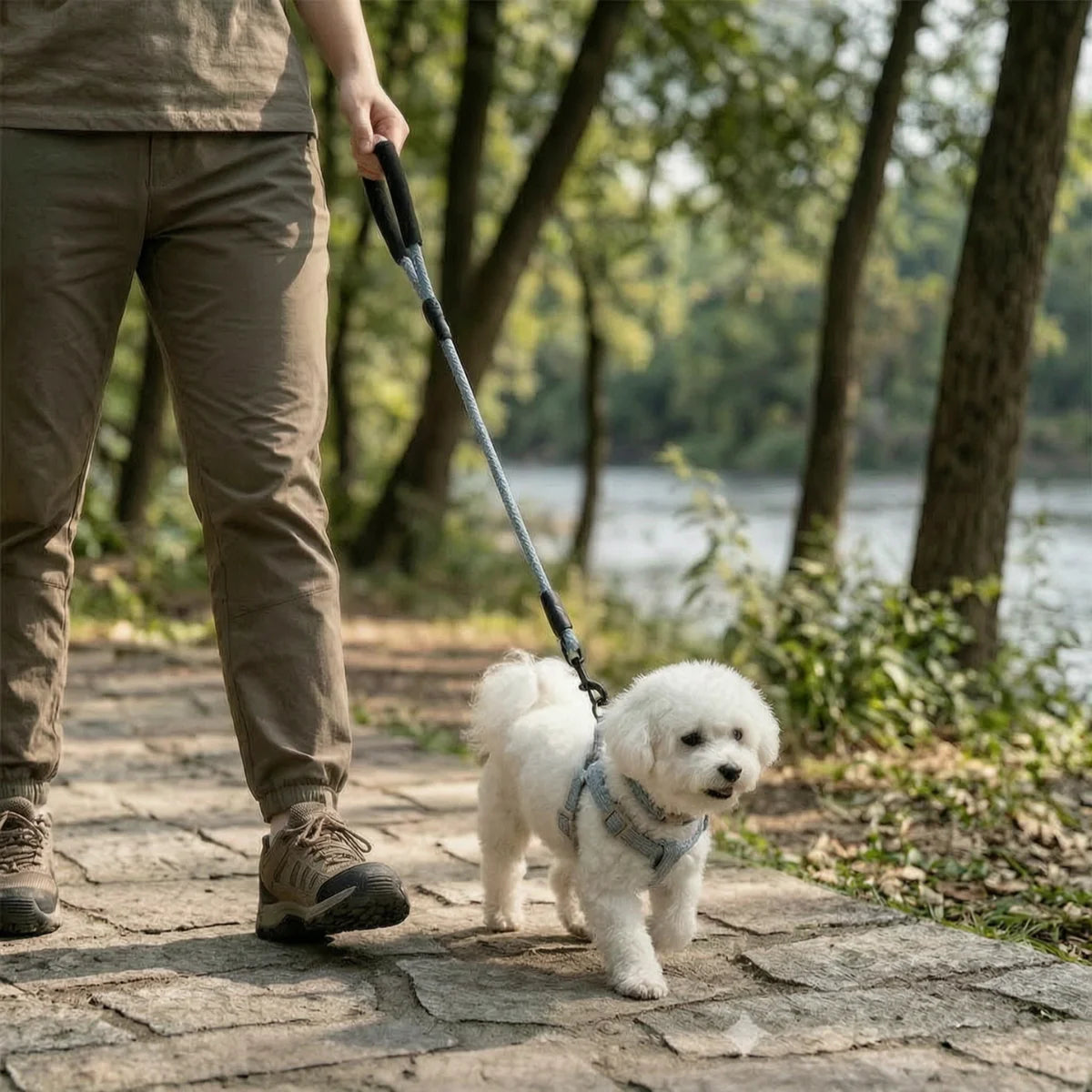No-Choke Cotton Linen Dog Harness & Leash Set