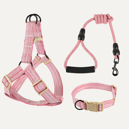 No-Choke Cotton Linen Dog Harness & Leash Set