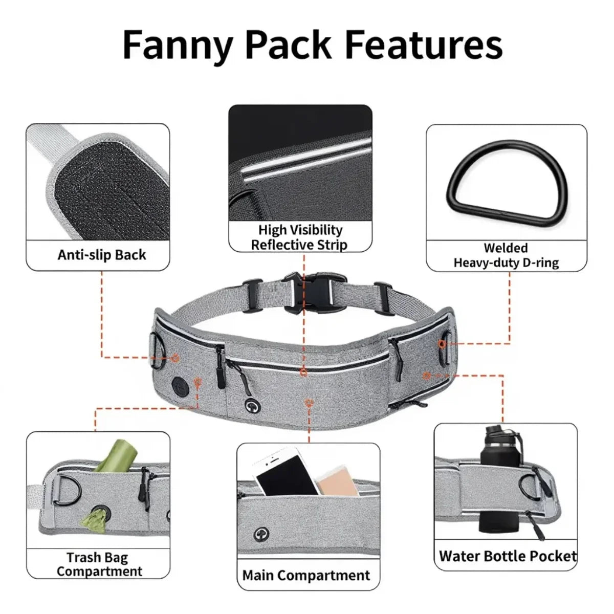 Reflective Hands-Free Running Dog Leash