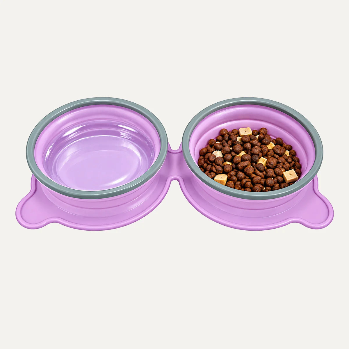 Portable Collapsible Slow Feeder Double Dog Bowl