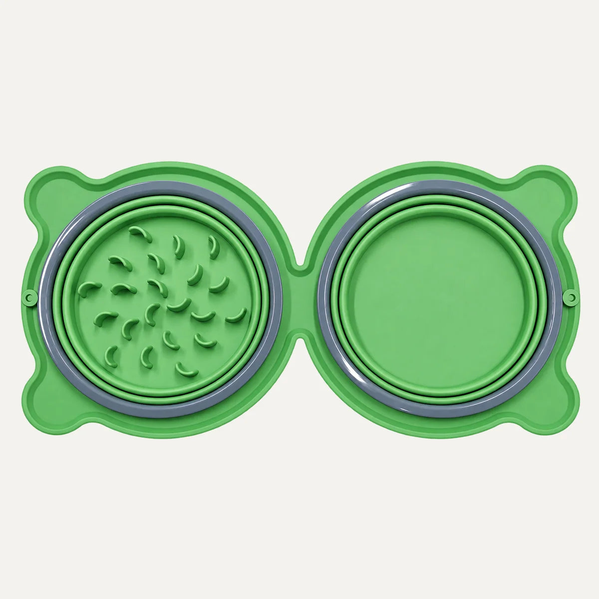 Portable Collapsible Slow Feeder Double Dog Bowl