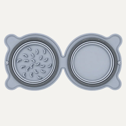 Portable Collapsible Slow Feeder Double Dog Bowl
