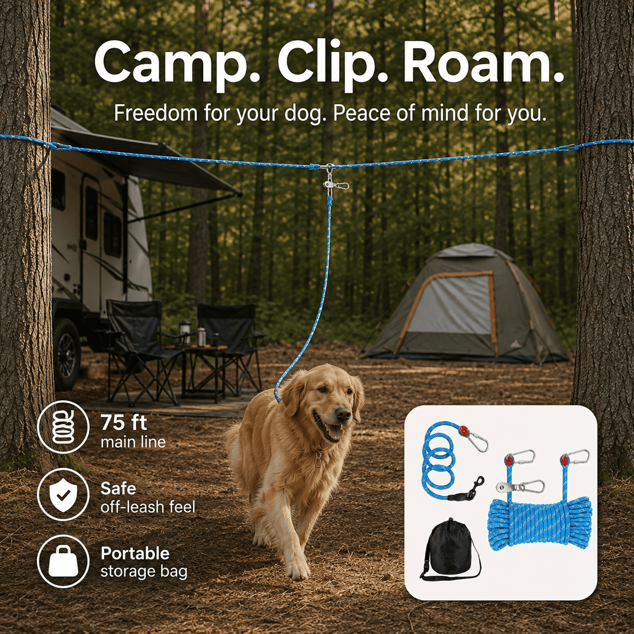 Overhead Outdoor Reflective Dog Tie Out Cable