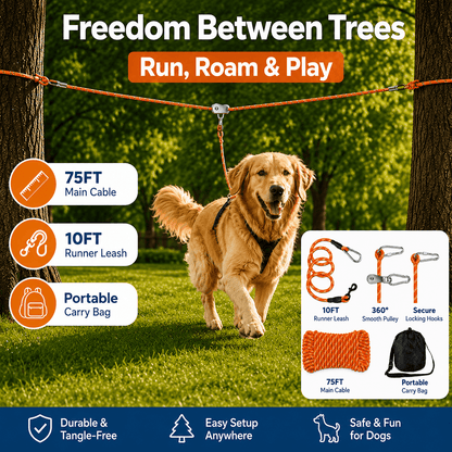 Overhead Outdoor Reflective Dog Tie Out Cable