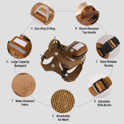 Tactical dog Harness With Bag & Leash Set